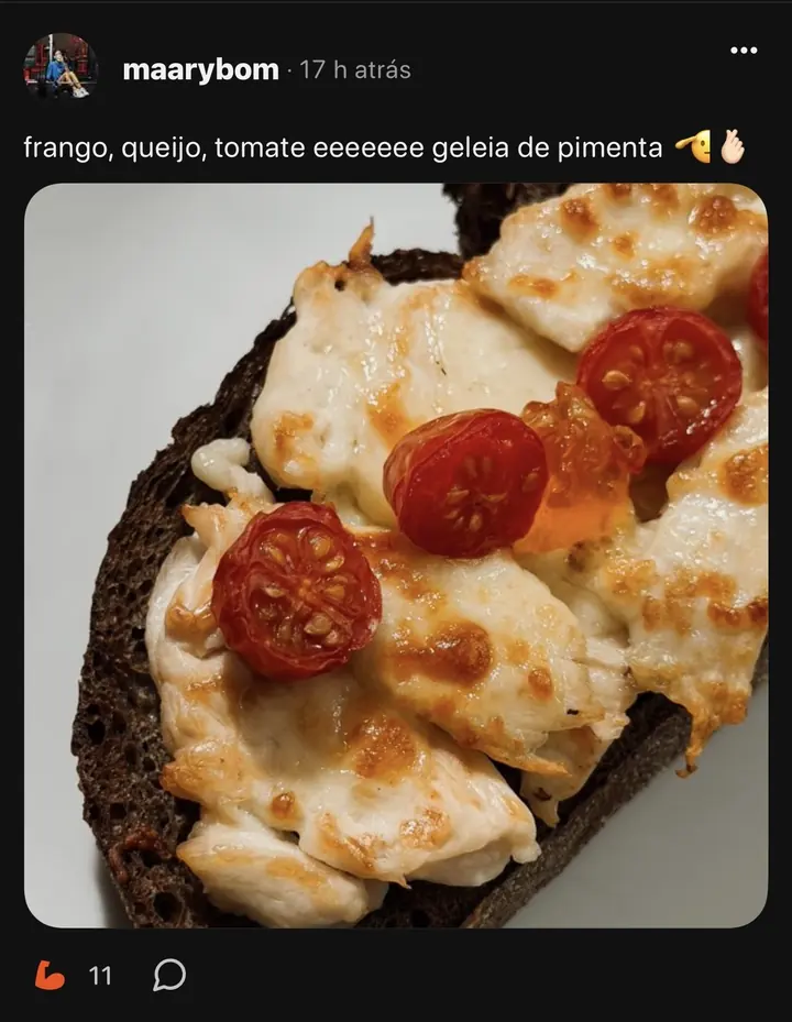 Lanche proteico compartilhado na comunidade FitFolio.